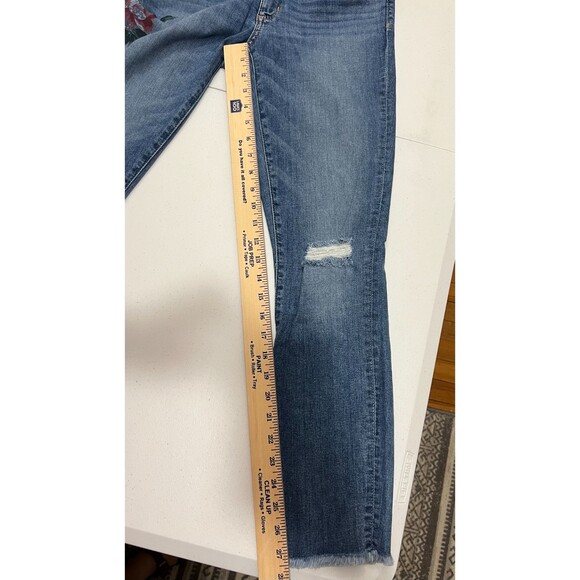 Loft Women's Curvy Skinny Jeans Boho Painted Floral Distressed Size 27 / 4 - Picture 10 of 10